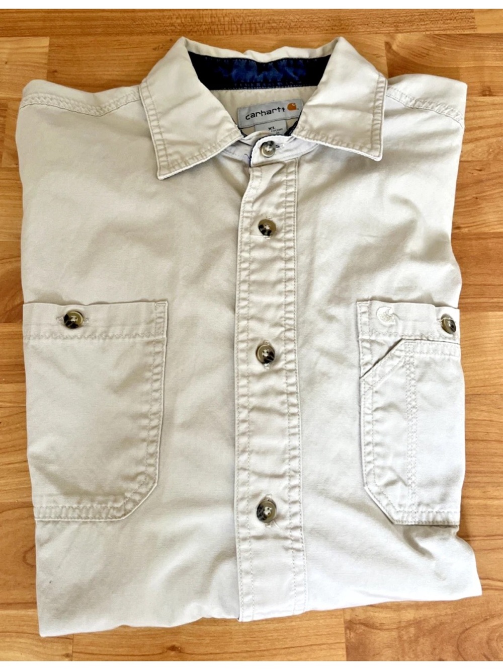 Carhartt Tradesmen Work Shirt Canvas Long Sleeve Men's XL Khaki
